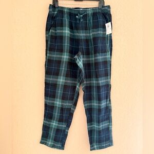 Old Navy Men Women Unisex Flannel Pajama Pants Green Blue Plaid NEW